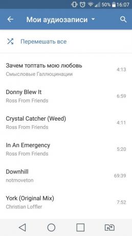 Hogyan zenét hallgatni az Android VKontakte