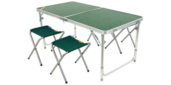 Készlet: összecsukható asztal és összecsukható székek