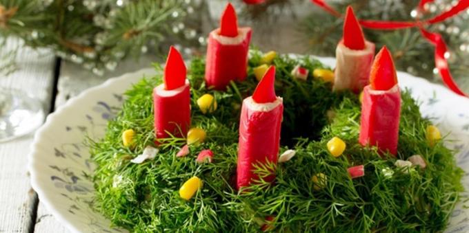 Karácsonyi saláták: Saláta rák botok „Karácsonyi koszorú”