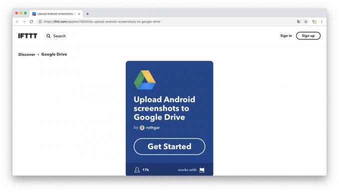 Action automatizálást IFTTT recept: terhelés screenshotok a Google Drive