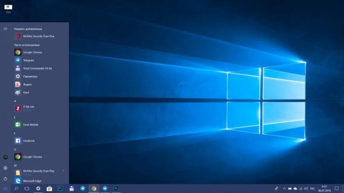 Hogyan lehet felgyorsítani a Windows 10. Vegye ki a „Start” menü