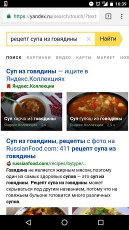 „Yandex”: Receptek keresése hozzávalók