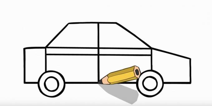 Hogyan rajzoljunk autót: jelölje be az ajtókat