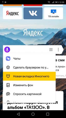 Hogyan kapcsolja be a inkognitómódot „Yandex. böngésző "