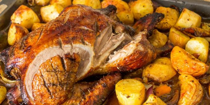 Kacsa a sütőben Főzni egy kacsa, ropogós burgonyával és mártással recept Jamie Oliver