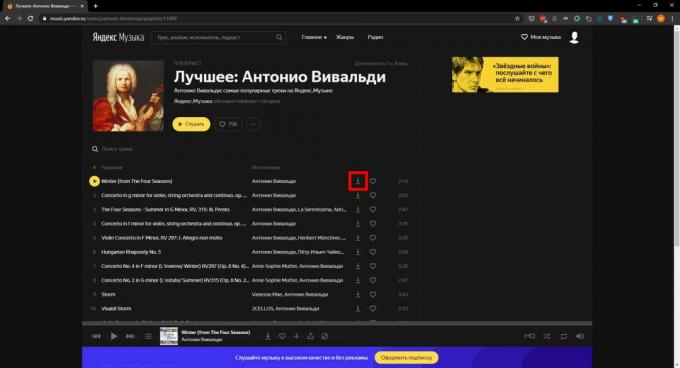 Töltsön le zenét a Yandex-ből. Zene ": Skyload