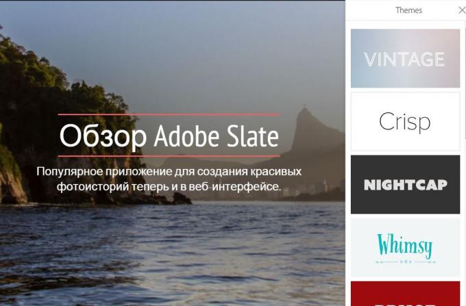 Adobe Slate: Témák