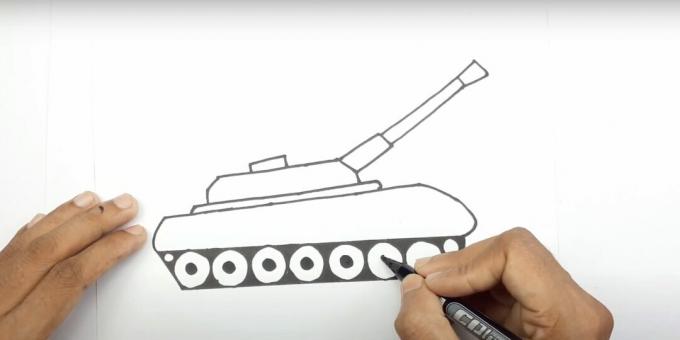 Hogyan kell felhívni egy tartályt: rajzolni egy ágyút és részletezni a hengereket