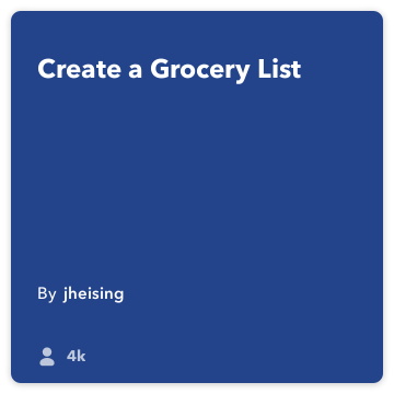 IFTTT Recept: hozzon létre egy élelmiszerbolt lista összeköt do-Megjegyzés a Google-meghajtó
