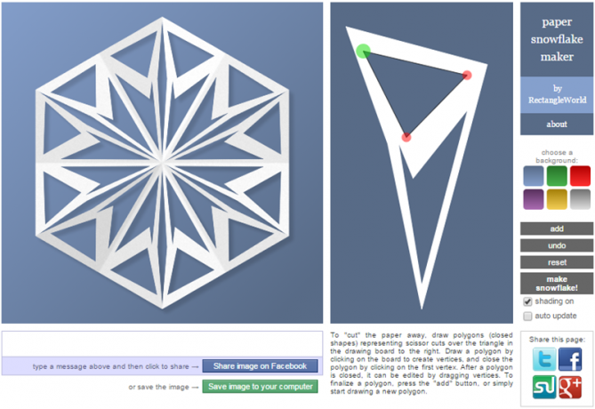 Webszolgáltatás PaperSnowflake segít elképzelni, hogyan fog kinézni, mint egy papír hópehely